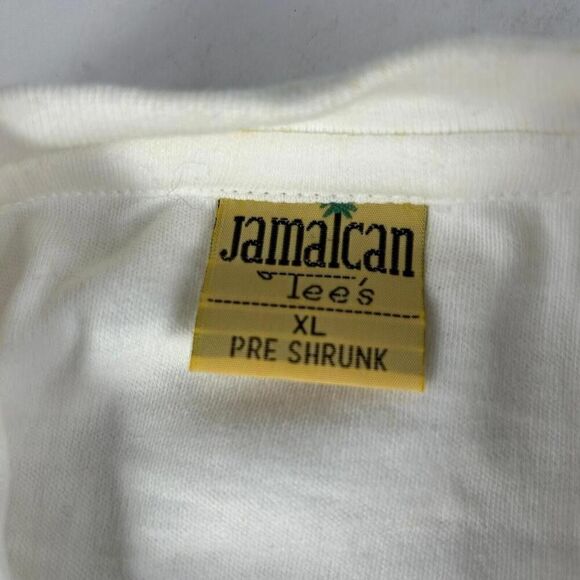 VTG American Tee's Jamaica Embroidered T-SHIRT Size XL White Short Sleeve - Picture 10 of 14